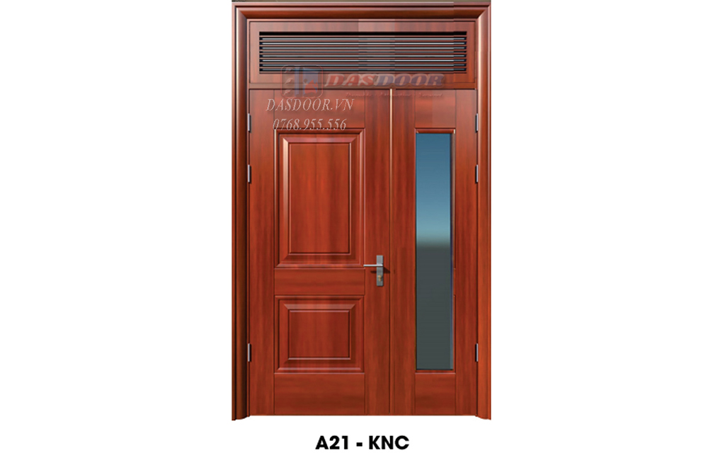 Cửa Thép Vân Gỗ Hai Cánh Lệch - A21-KNC