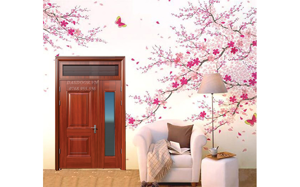 Cửa Thép Vân Gỗ Hai Cánh Lệch - A21-KNC