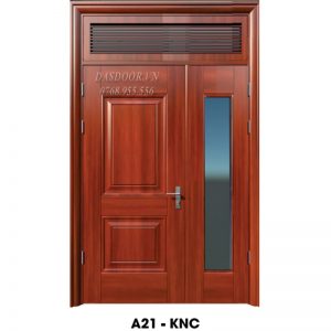 Cửa Thép Vân Gỗ Hai Cánh Lệch - A21-KNC