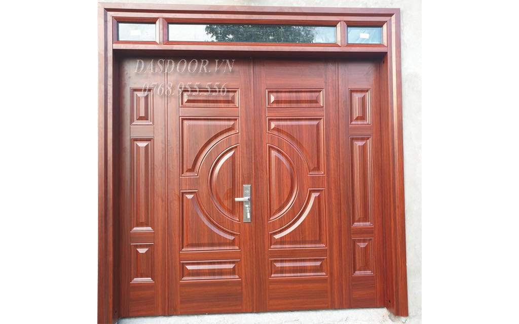 Cửa Thép Vân Gỗ Bốn Cánh Lệch A42-NC