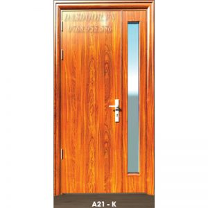 Cửa Thép Vân Gỗ Hai Cánh Lệch - A21-K