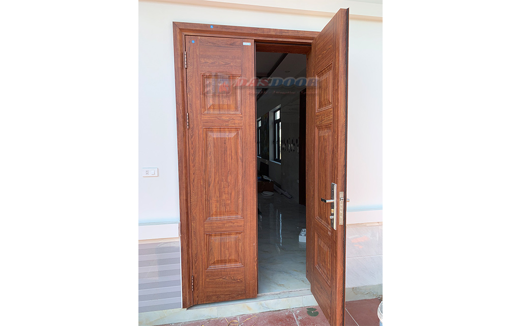Cửa Thép Vân Gỗ 2 Cánh Màu V3