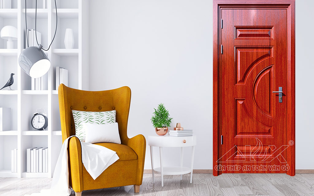 Mẫu Cửa Thép Vân Gỗ 1 Cánh A104