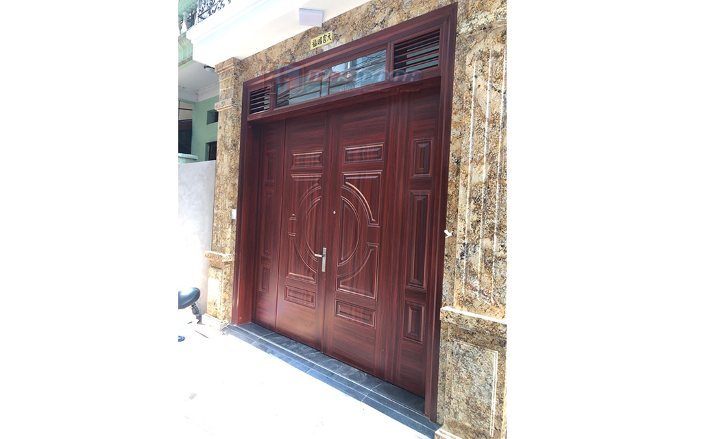 Mẫu Cửa Thép Vân Gỗ 4 Cánh Đẹp Nhất
