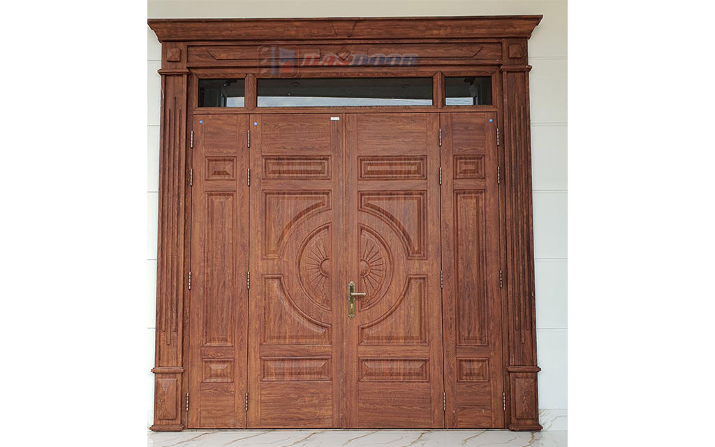 Mẫu Cửa Thép Vân Gỗ 4 Cánh Đẹp Nhất
