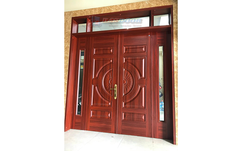Mẫu Cửa Thép Vân Gỗ 4 Cánh Đẹp Nhất