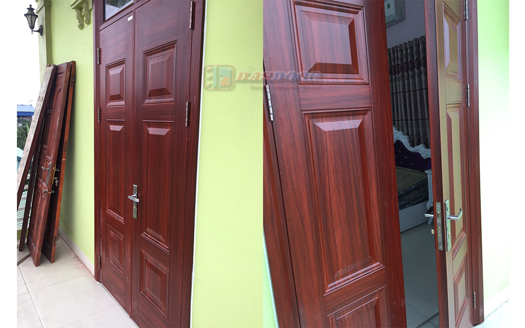 Hình Ảnh Cửa Thép Vân Gỗ 2 Cánh