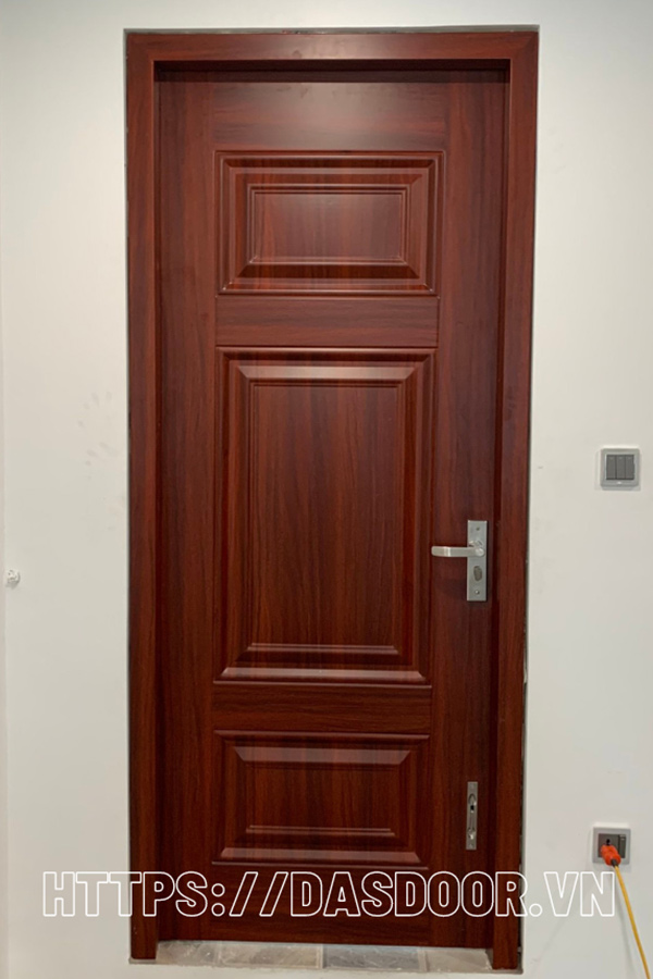 Cửa thép vân gỗ đơn giản cho căn hộ chung cư hiện đại Mẫu Cửa Thép Vân Gỗ 1 Cánh