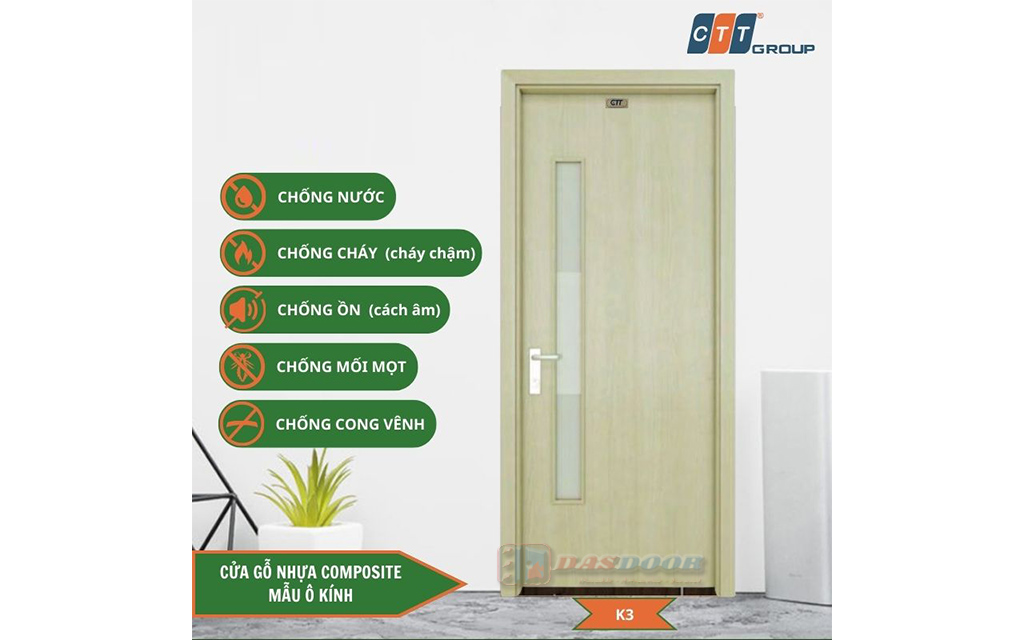 Cửa Gỗ Nhựa Composite Ô Kính