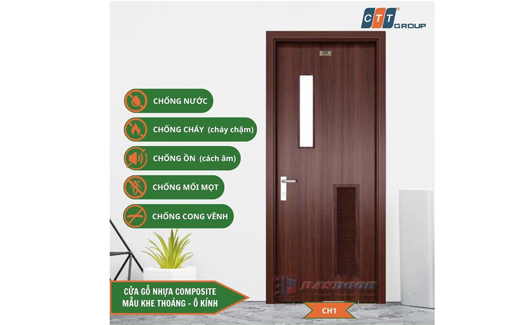 Cửa Gỗ Nhựa Composite Ô Kính