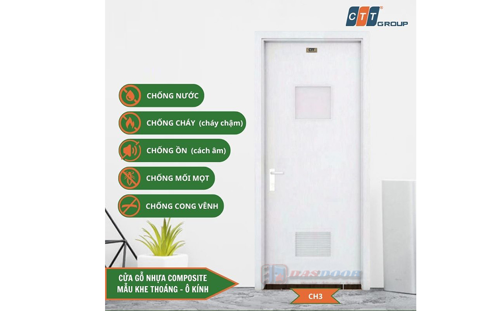 Cửa Gỗ Nhựa Composite Ô Kính