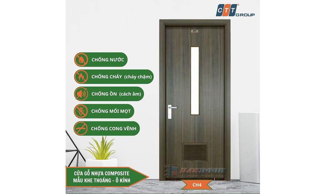 Cửa Gỗ Nhựa Composite Ô Kính