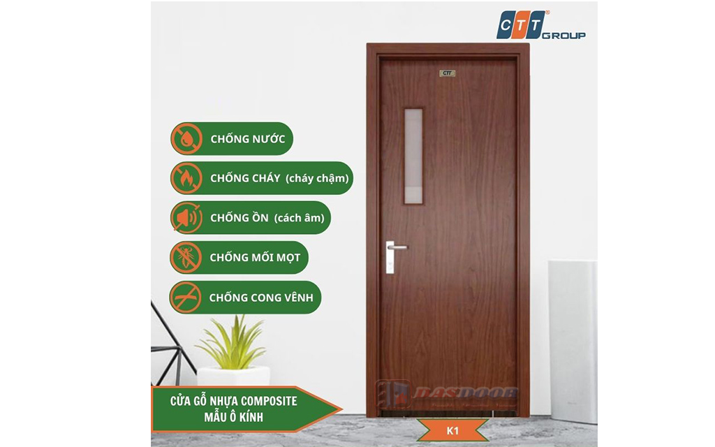Cửa Gỗ Nhựa Composite Ô Kính