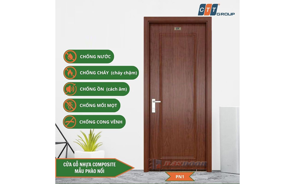 Cửa Gỗ Nhựa Composite Phào Chỉ Nổi