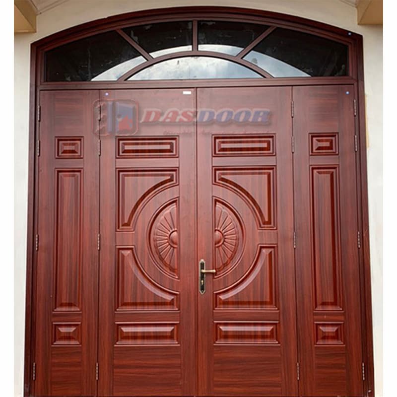 Cửa thép vân gỗ 4 cánh lệch
