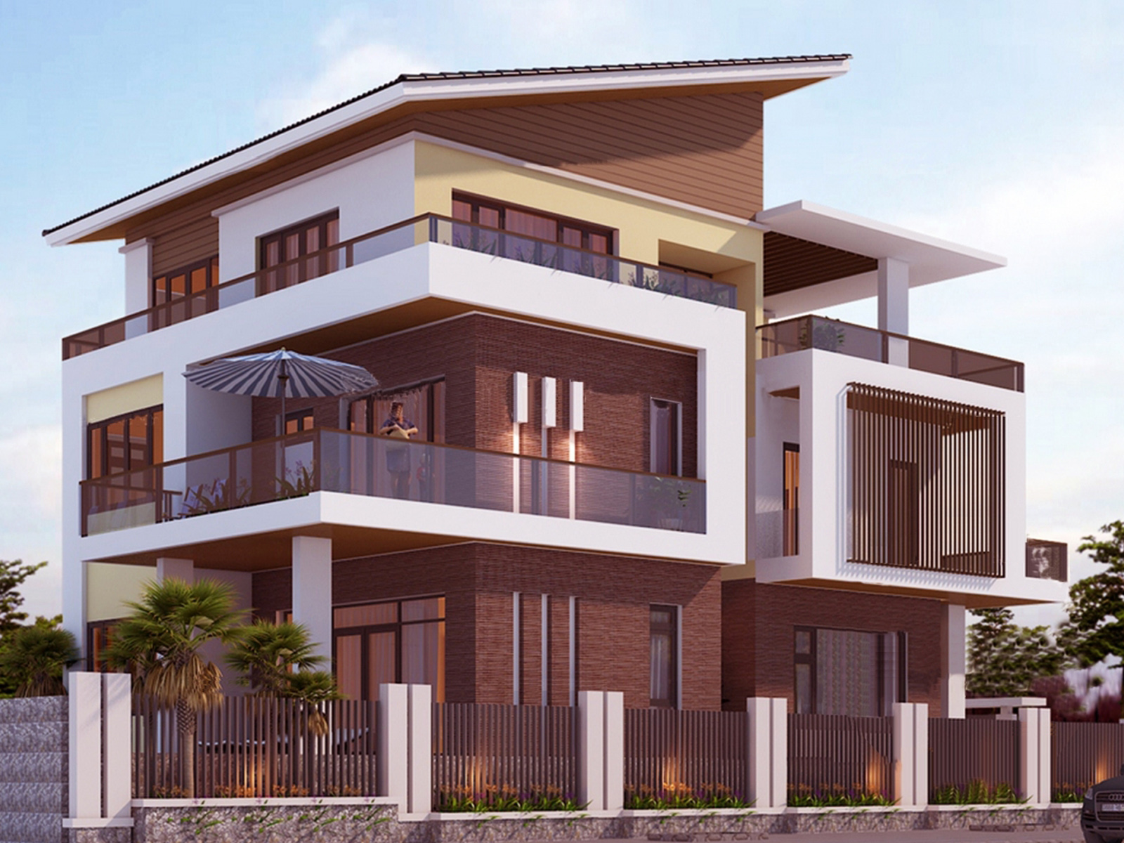 Cửa thép vân gỗ có thể dùng cho kiến trúc hiện đại. 